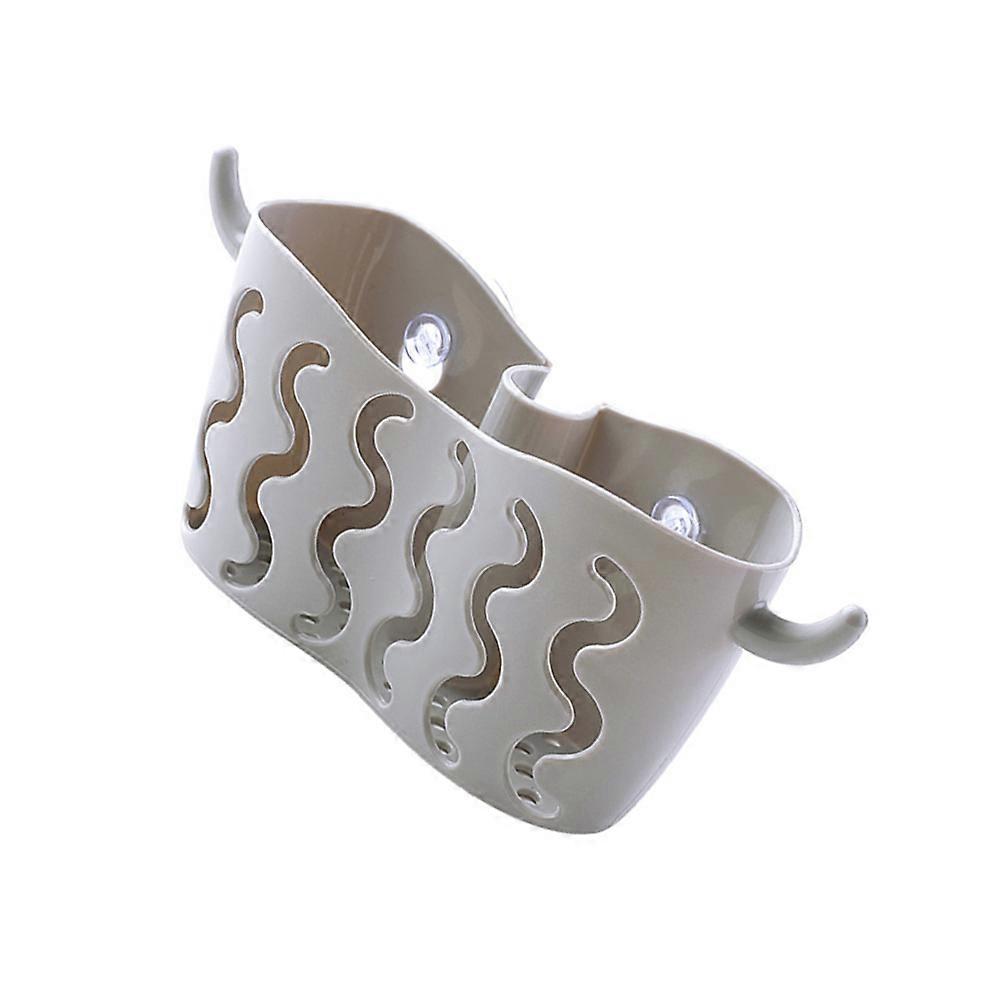 Grey Suction Cup Storage Basket for Kitchen Use with Design and Reusable Cups 10.5x7.9 Inches