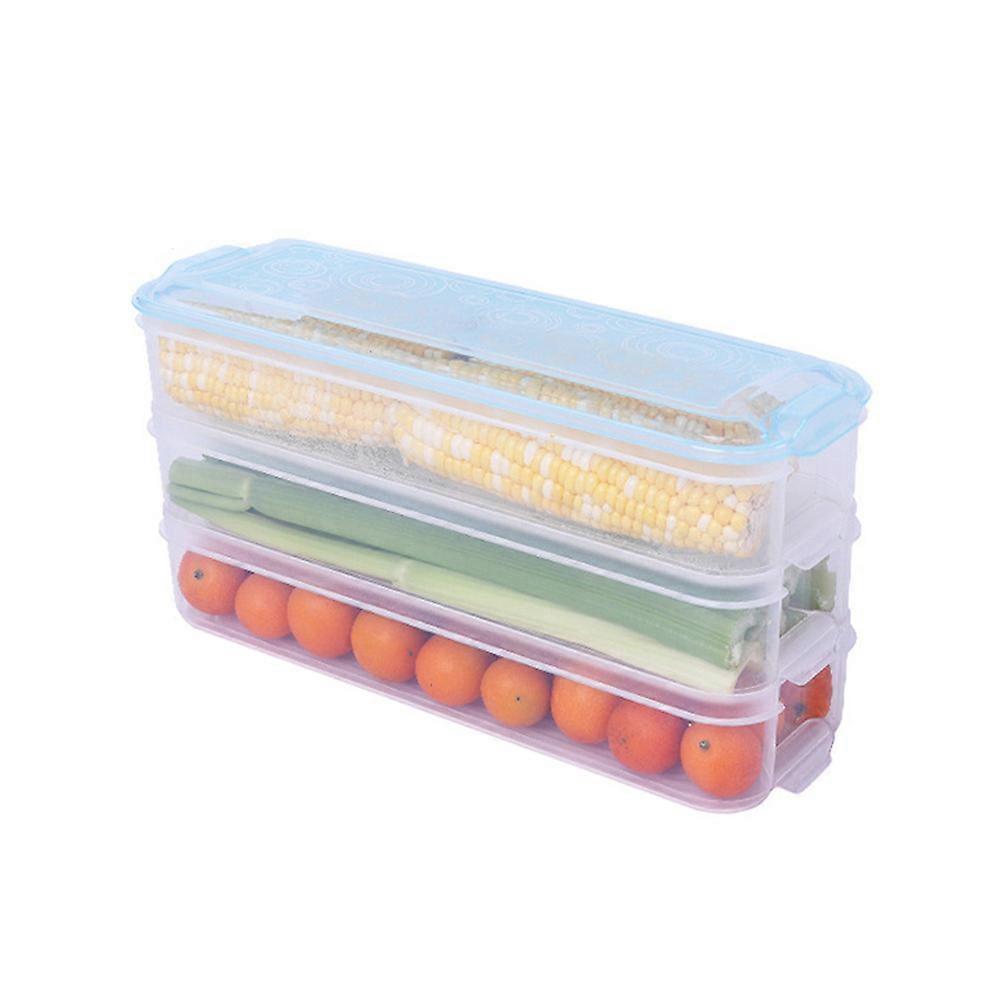 Transparent Multilayer Plastic Crisper Food Containers with Lid for Kitchen Use Stackable PP 3 Box Set