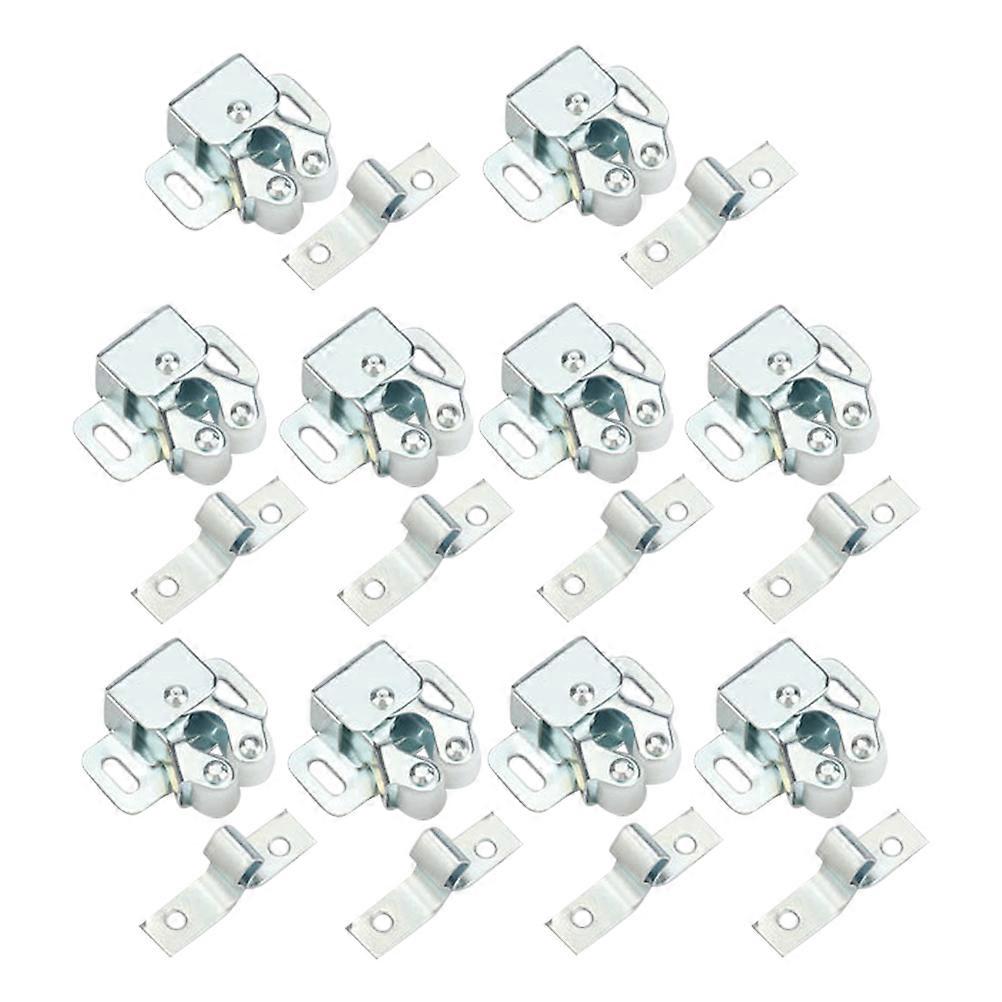 10pcs Adjustable Door Buckle Cabinet Spring Ball Locker Touch Latch Silver Push Open Close for Wardrobes Cabinets Filing