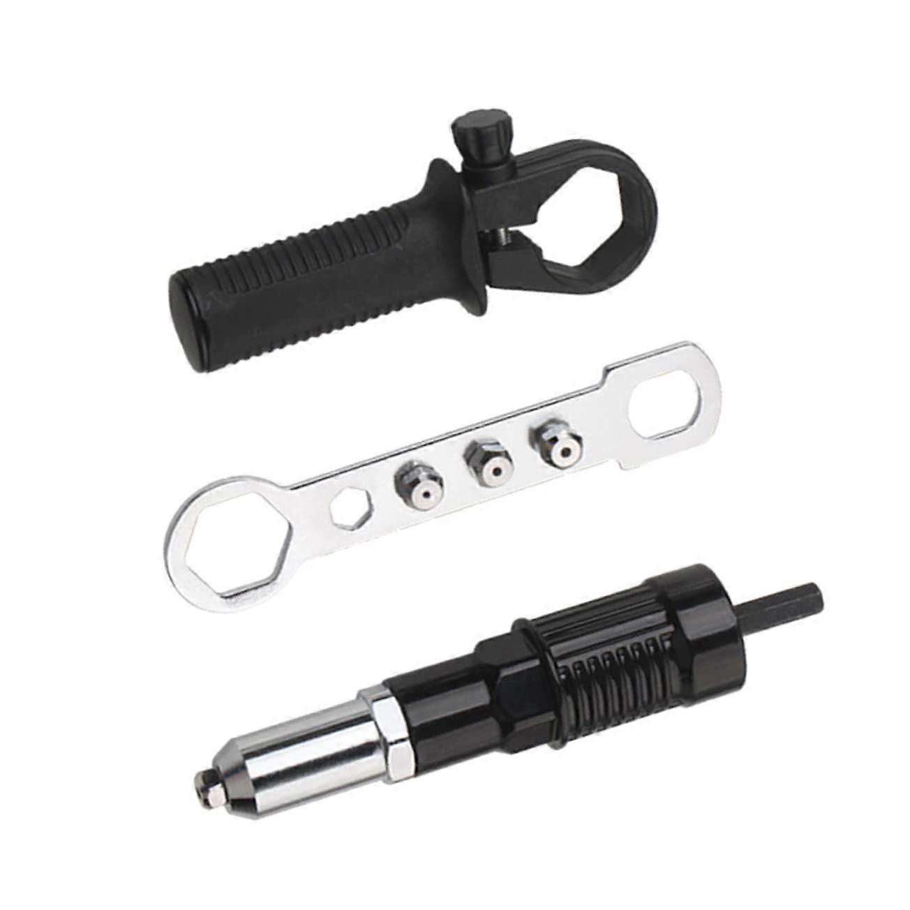 Rivet Gun Adapter Set for Electric Rivet Nut Drill, Battery Drill Compatibility, Hard Metal Construction, Joint Pull Specifications