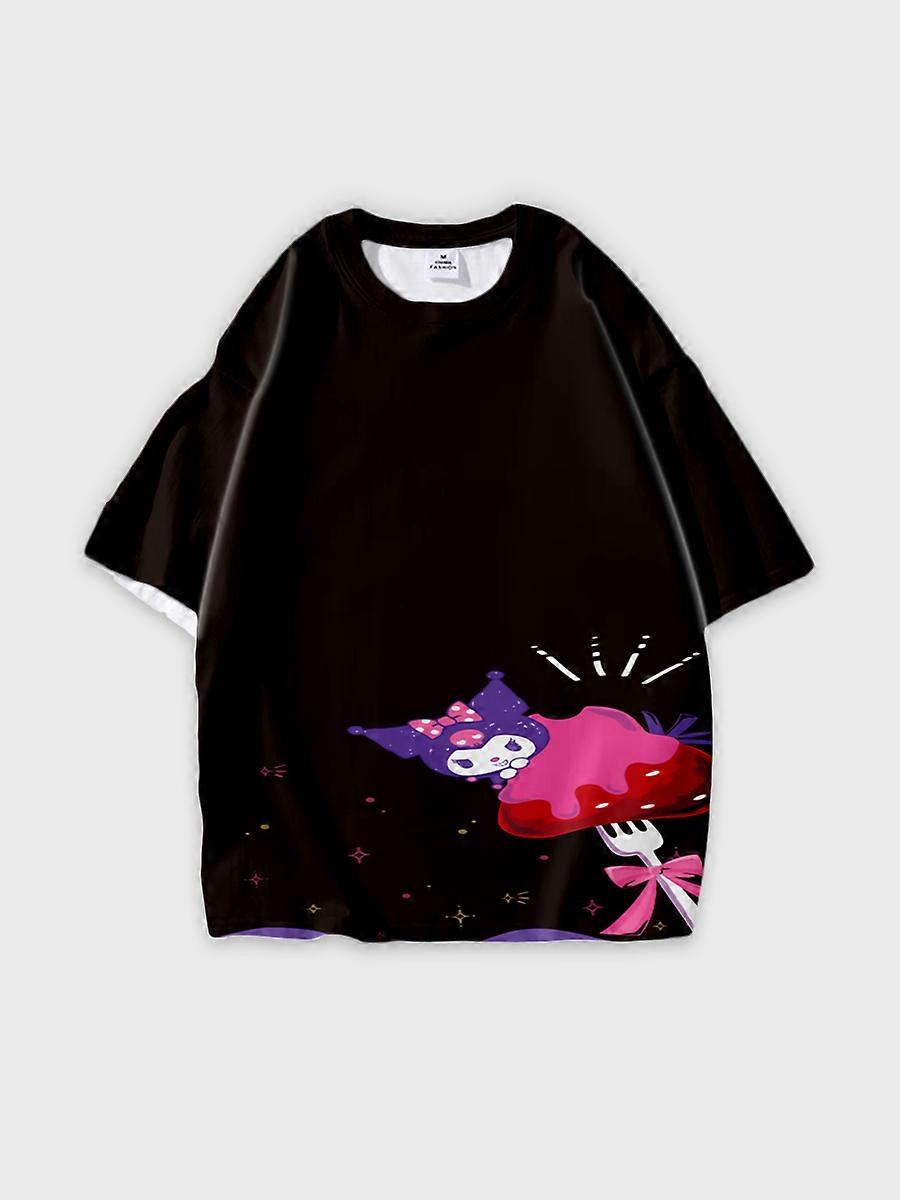 T-shirt round neck Cartoon Pattern loose short sleeve B37