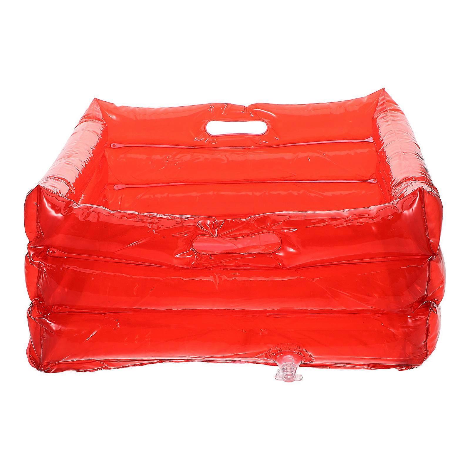 Outdoor Foldable Basin Portable Foot Soaking Bucket in Red Made of PVC for Camping with Large Capacity