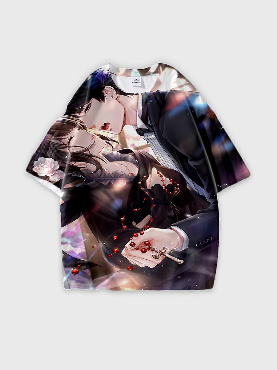 T-shirt round neck Role Pattern loose short sleeve E3349