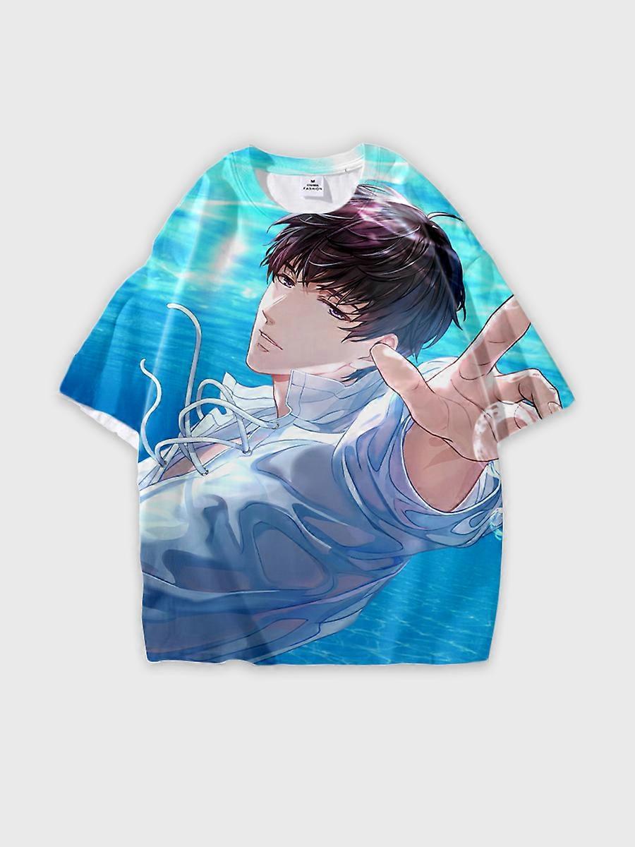 T-shirt round neck Role Pattern loose short sleeve E858