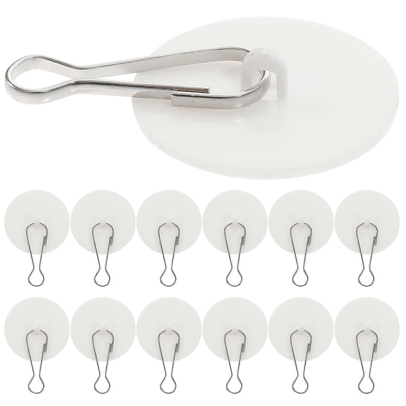 Small Adhesive Hooks PVC Hooks No Damage Ceiling Hooks Square Base Curved Hook For Hanging Decorations 50Sets