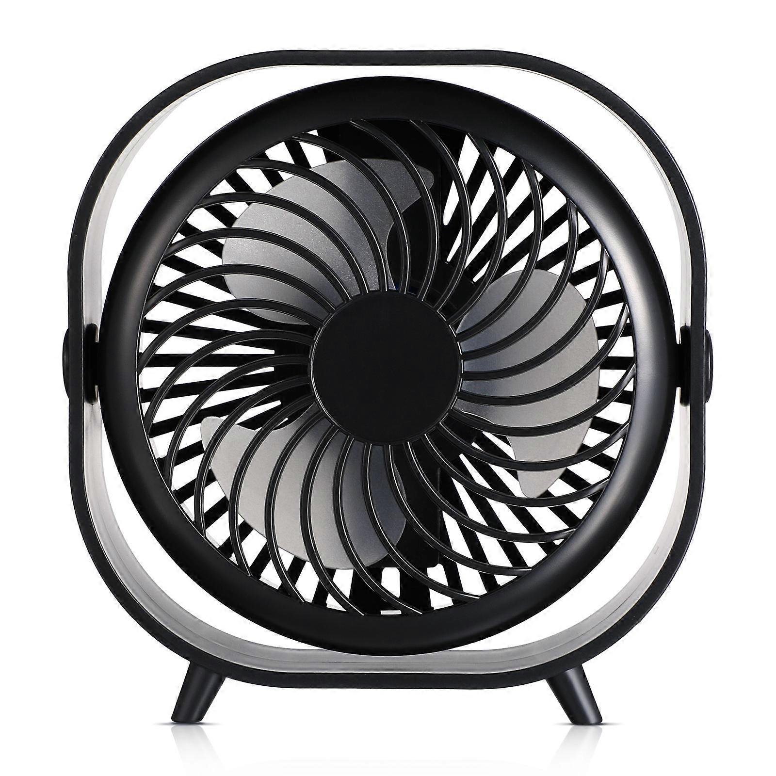 Rechargeable Desk Fan with USB for Home Quiet Operation Stable Stand Various Modes Black Plastic 2000mAh