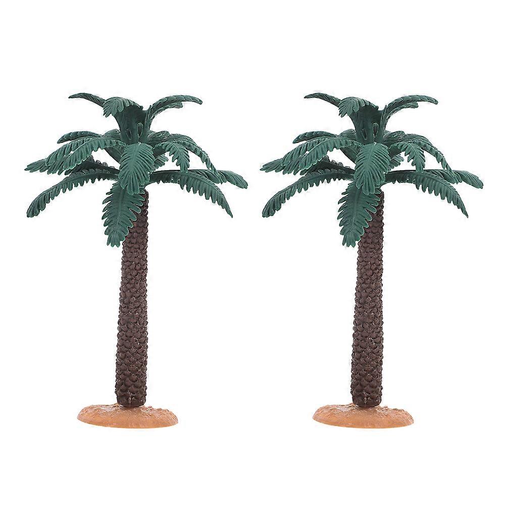 Palm Tree Miniature Simulation Coconut Tree Low Maintenance Office Ornaments Pvc Material 2Pcs