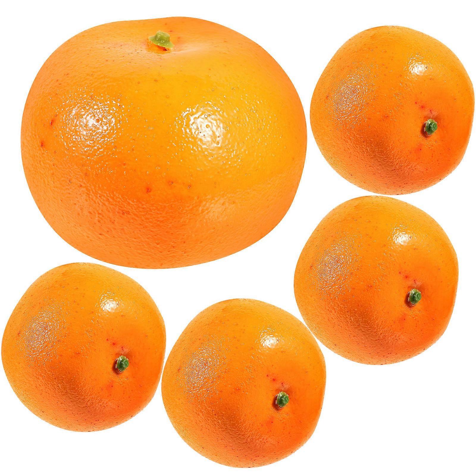 Lifelike Artificial Oranges for Decor Made of Foam Safe for Kids to Play with 5pcs