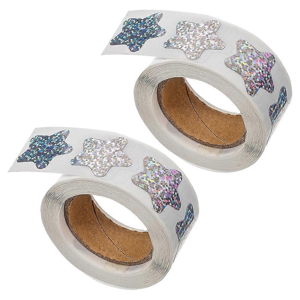 Star Reward Stickers Self Adhesive Glitter Labels for Decor Multicolor 2 Rolls