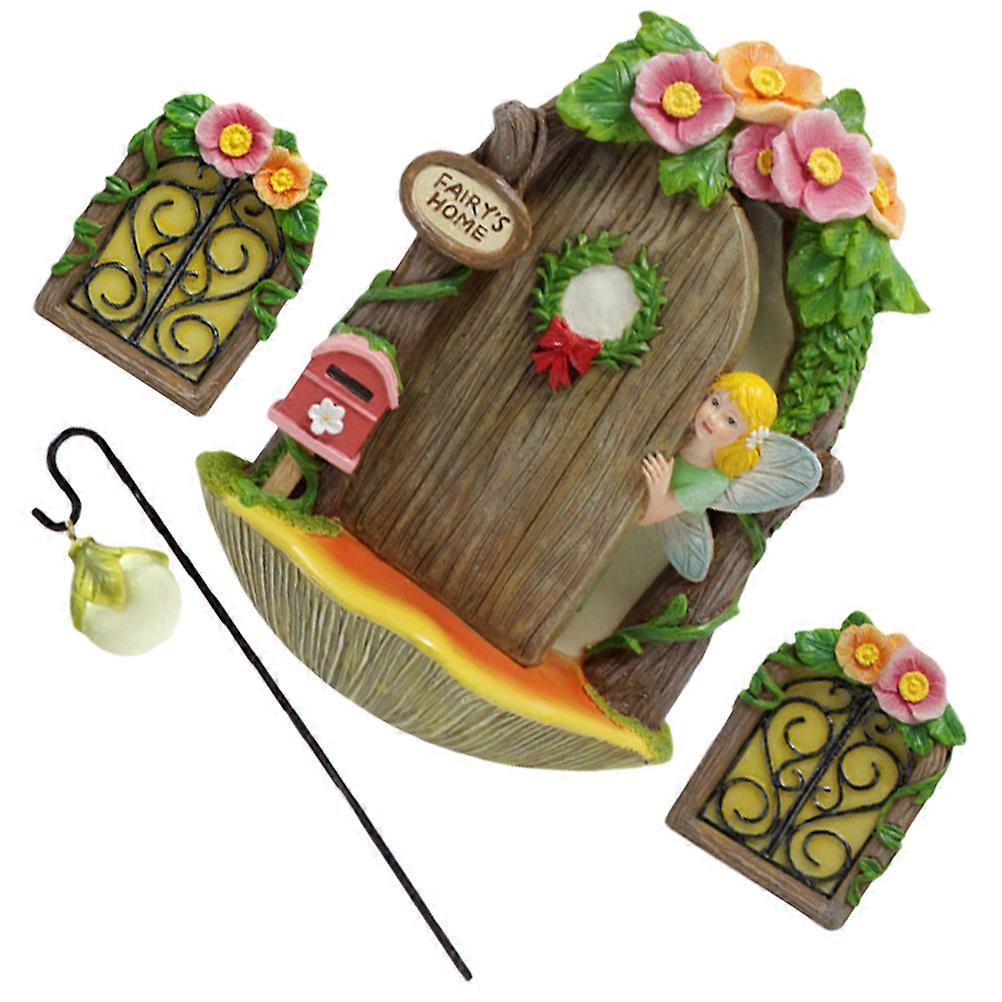 Miniature Resin Fairy Door Creative Tree Decor Durable Micro Landscape Accessory for Fairy Gardens Playrooms Classroom Desks