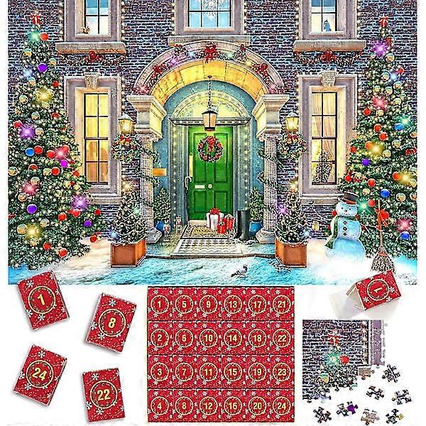 Vianočný adventný kalendár puzzle 1008 ks, 24-dňový adventný kalendár 2023 vianočné puzzle, vianočný darček pre deti C