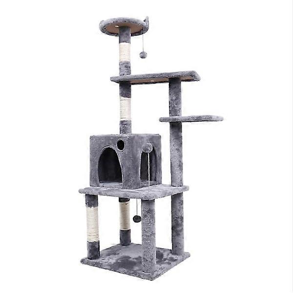 Pet Cat Tree with Hanging Ball Cat Toy Furniture Scratching Post Gray