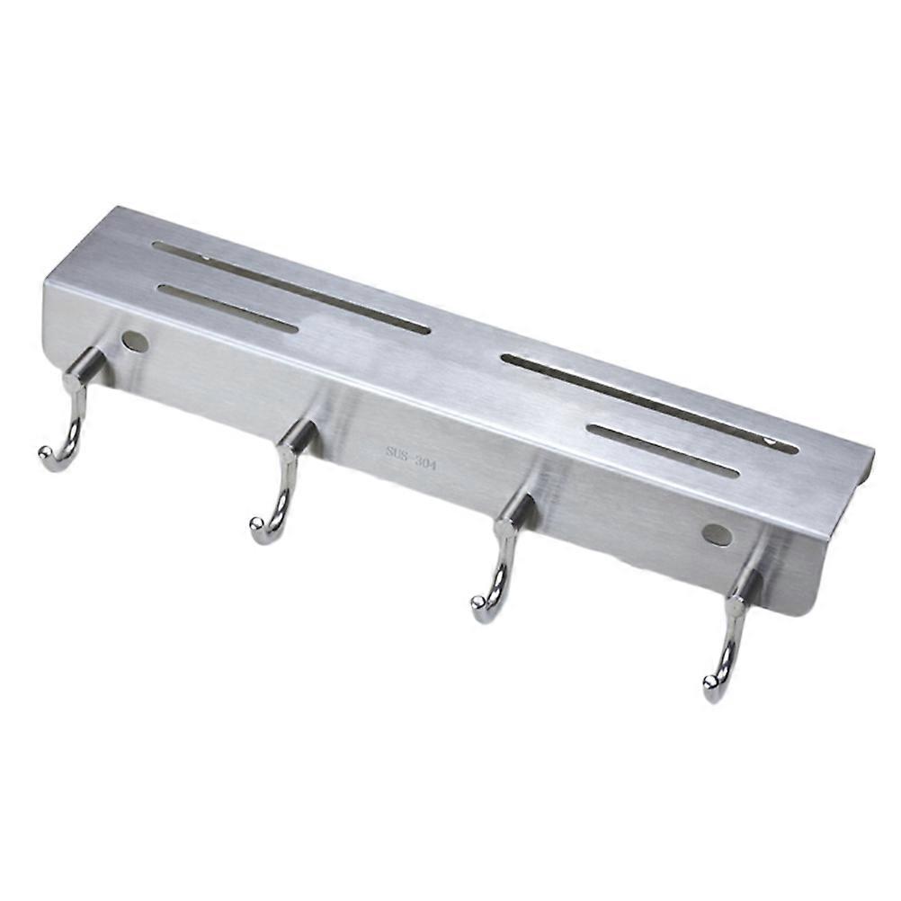 Stainless Steel Holder with 4 Hooks for Wall Mounting Silver Keeps Safe and Saves hooks