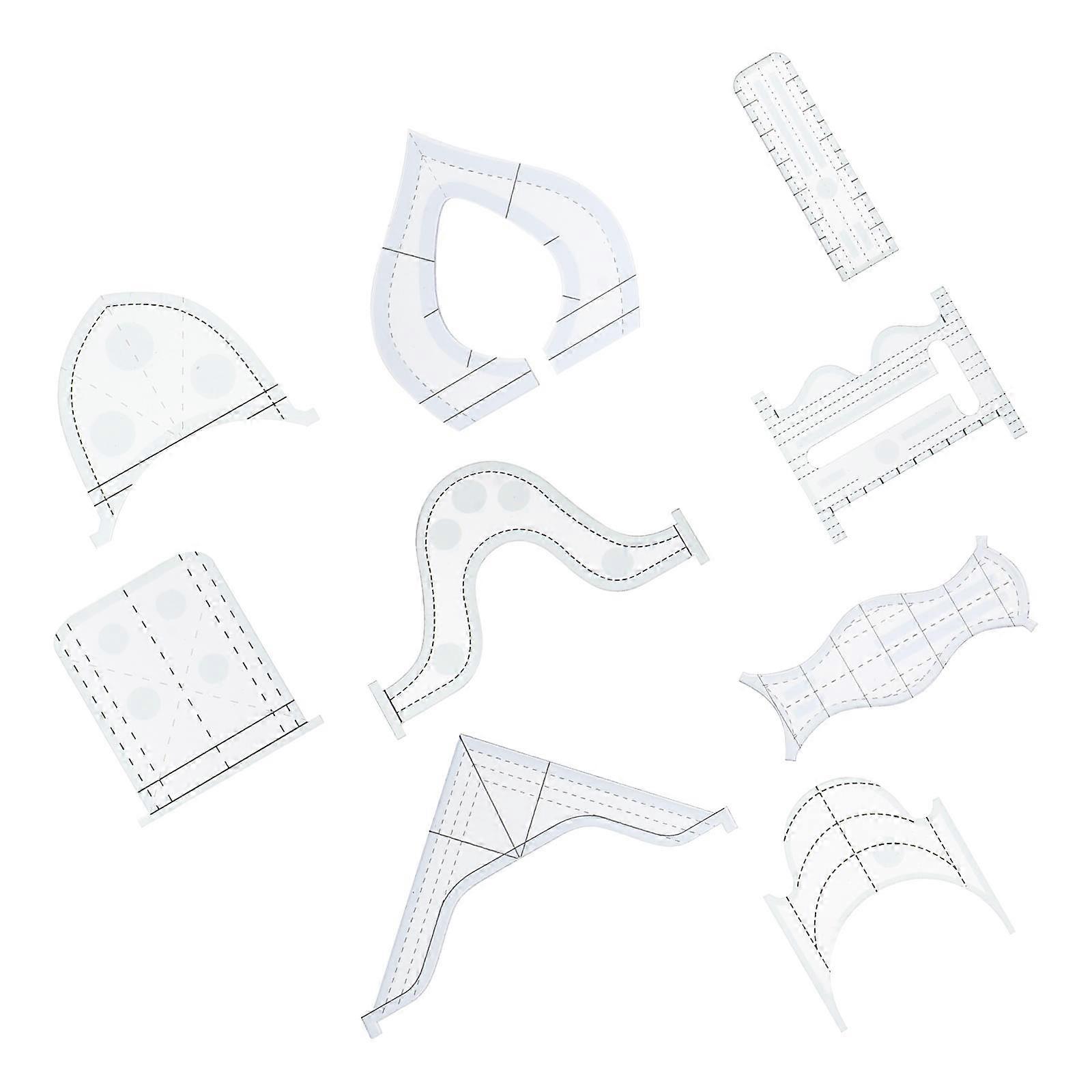 Transparent Acrylic Sewing Templates for Quilting Ruler Set of 9pcs Efficient and Durable