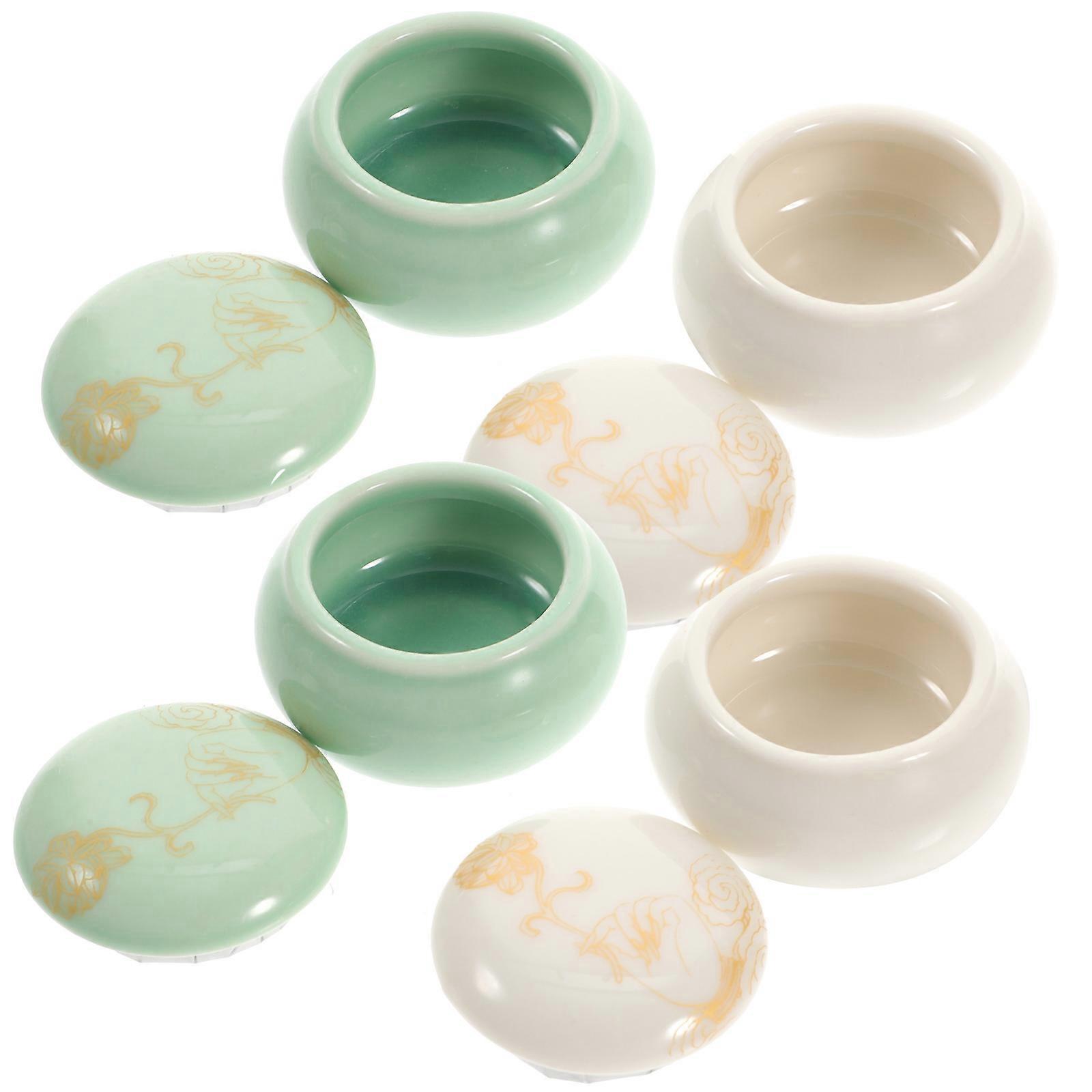 4pcs Mini Ceramic Lipstick Jars Refillable Makeup Containers for Creams Powders Compact Lightweight Travel Storage Daily Use