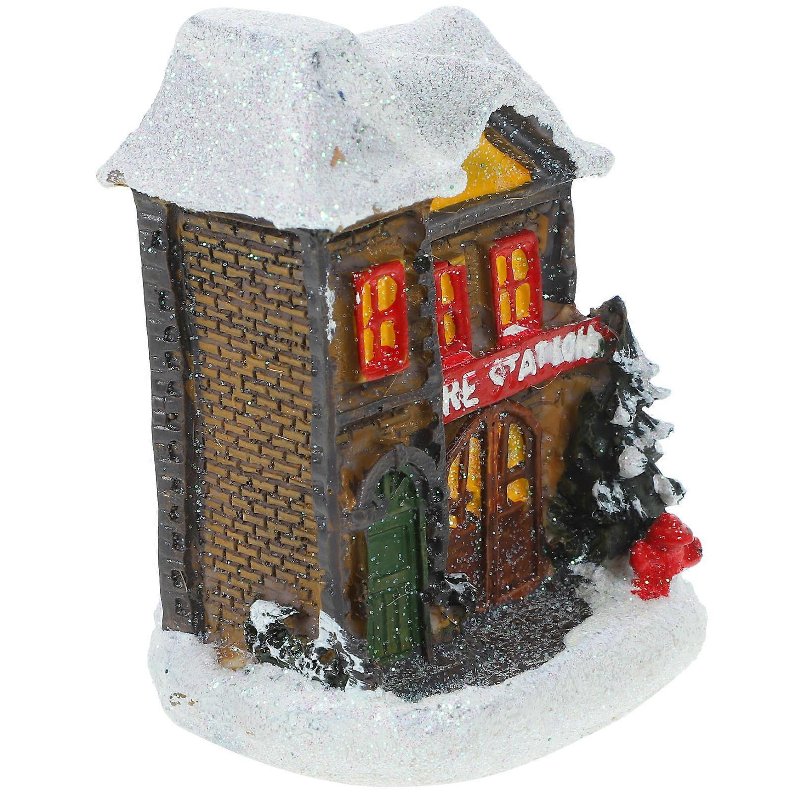 1Pc Christmas Illuminated Cabin Ornament Luminous For Home Decorations 8.5X6.5X4.3CM