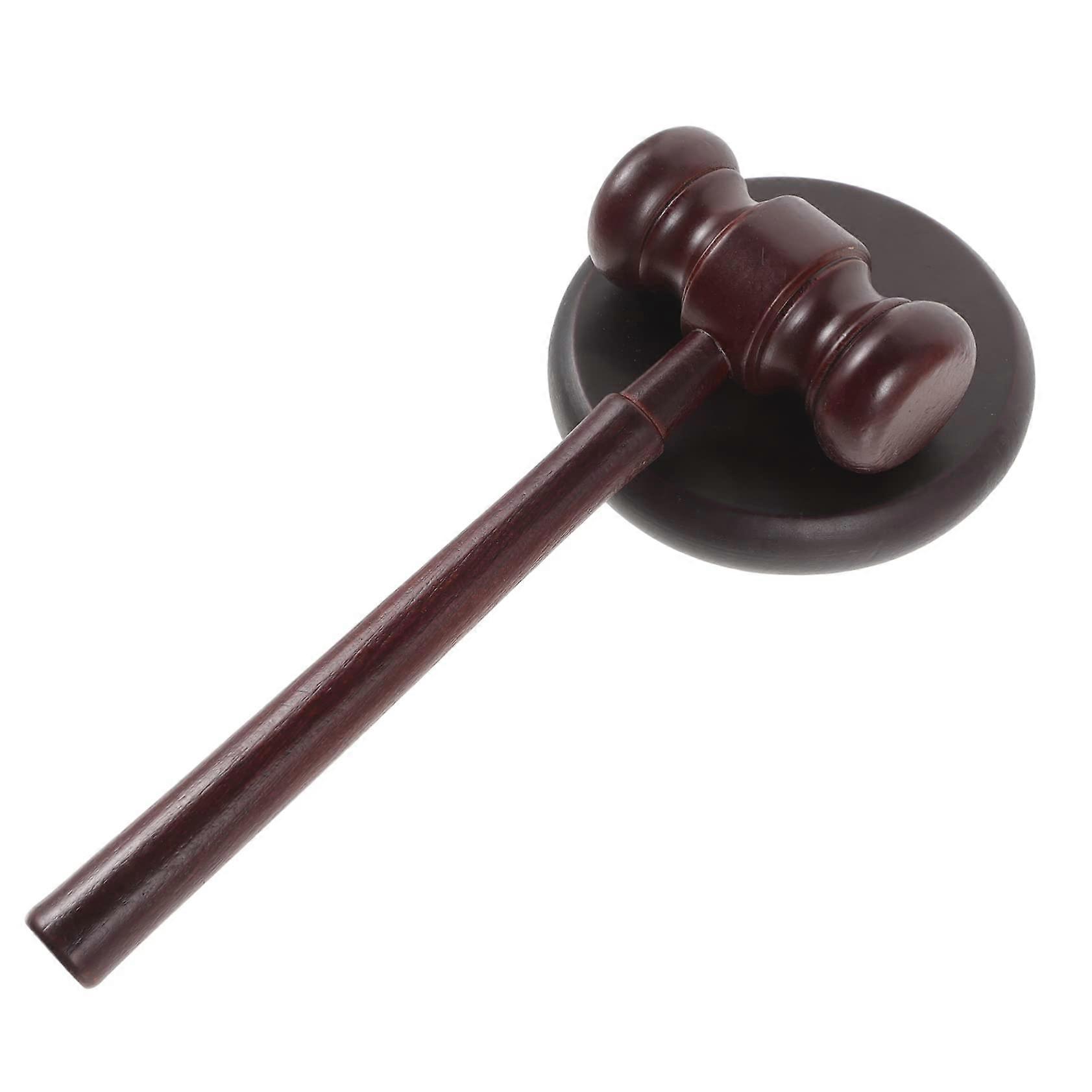 Wooden Gavel with Base for Role Play and School Performances, Portable and Compact Auction Hammer Toy