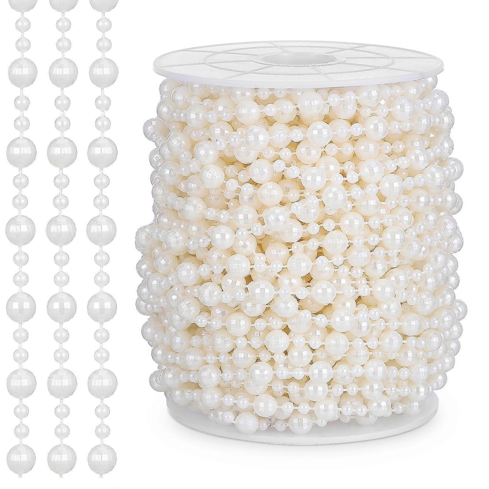 Artificial Pearl String Roll Beaded Garland for DIY Crafts, Wedding Decor & Jewelry Making – Glossy Chains for Clothes & Home Decoration, Easy to