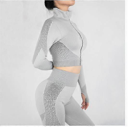 زي اليوغا النسائي مجموعة اللياقة البدنية الشتوية طماق عالية الخصر وأعلى 2 قطعة