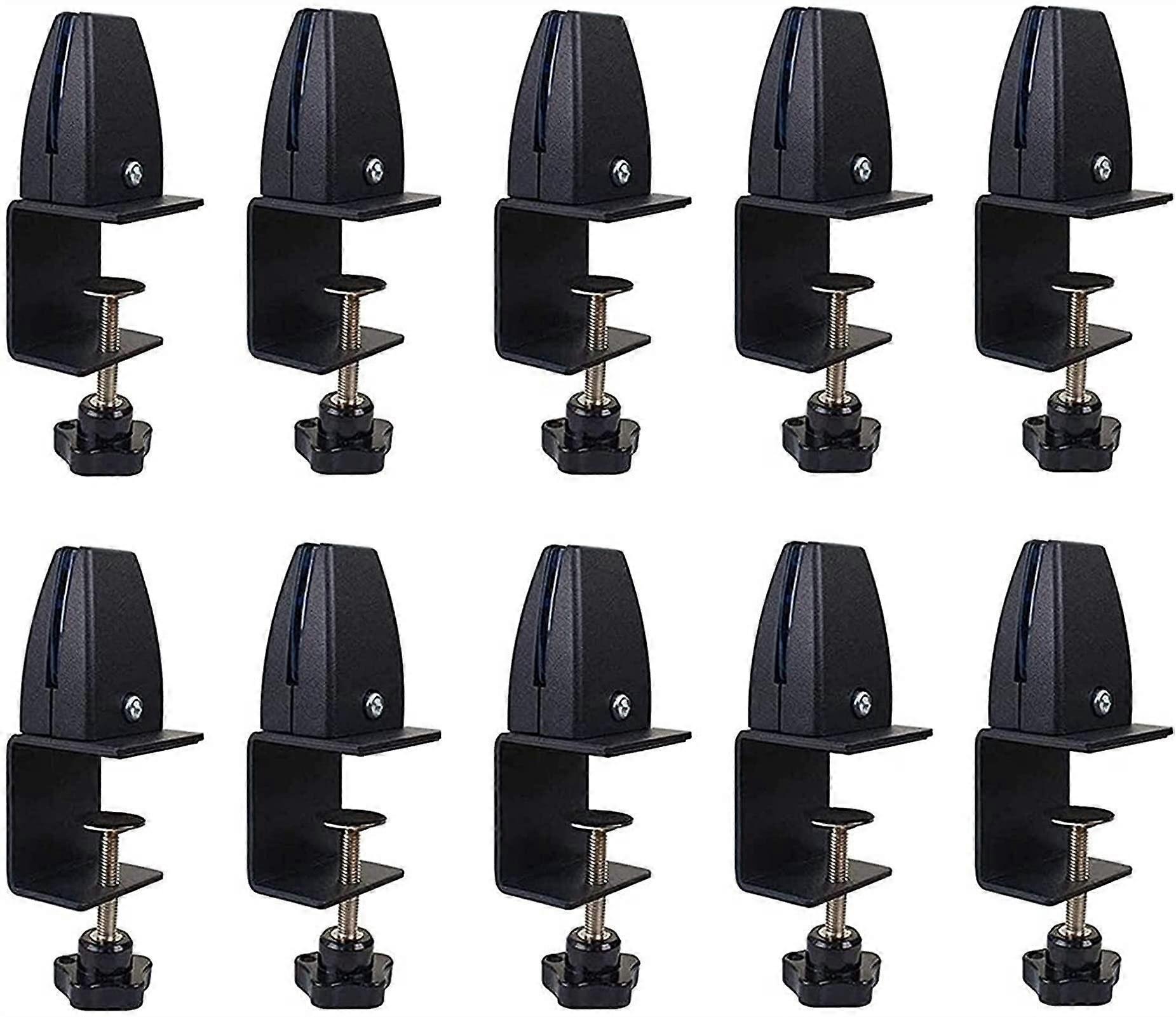 2 pieces glass partition screen clamp, desktop partition clamp, aluminum alloy (Color: Black, Size: 10PCS)
