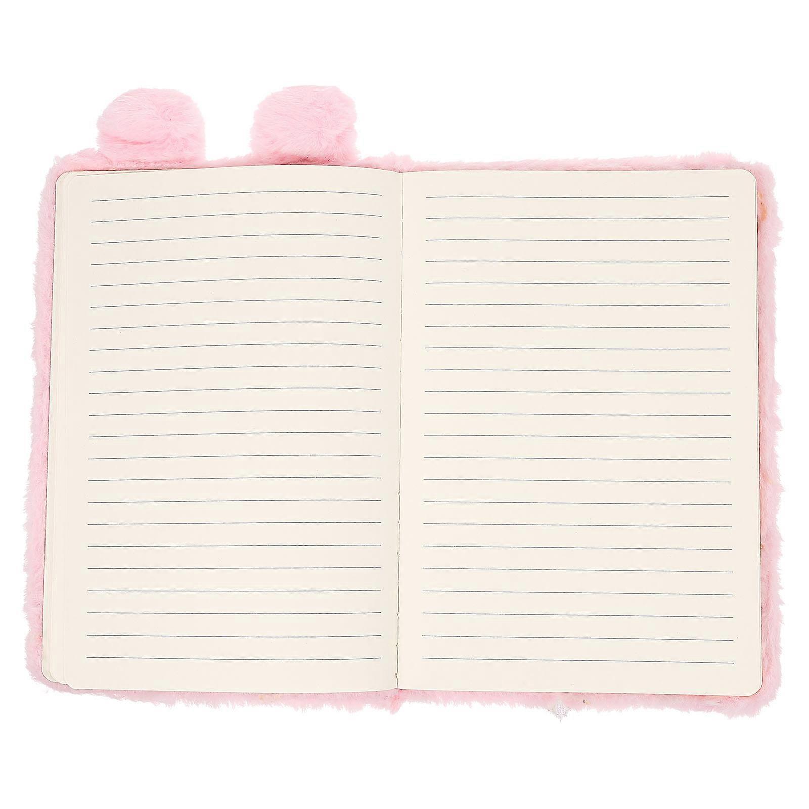 Plush Cover Notebook for Writing with Smooth Paper Pink Cartoon Diary Book for Girls 6 x 8.5 inches