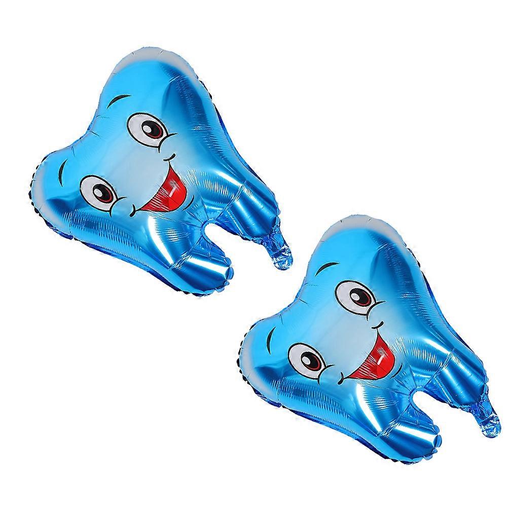 Blue Tooth Shaped Balloons for Theme Party Decorations Easy Setup Aluminum 2pcs