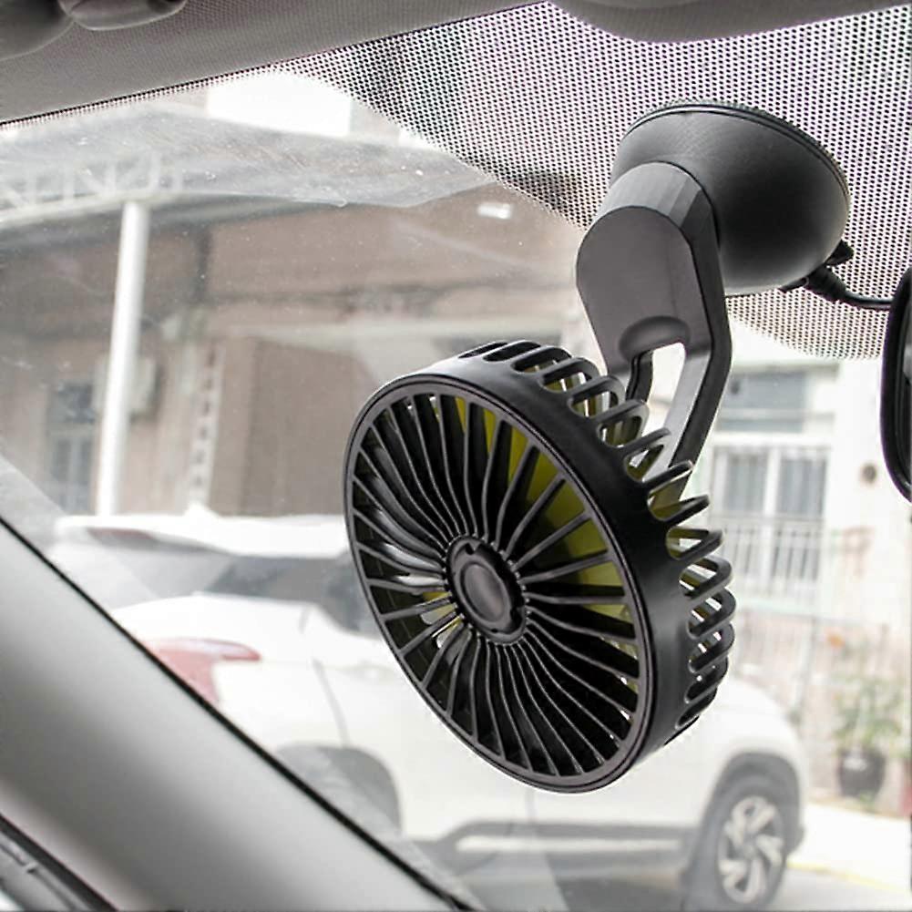12V 24V Car Fan USB 3Speed Car Fan Cooler with Suction Cup (02) 02 cm