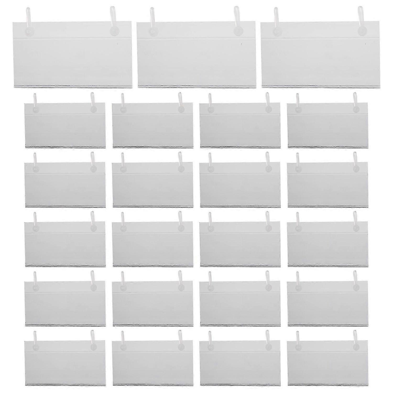 For 80Pcs Plastic Basket Label Holders - Price Tag Ticket Hanger Clips with Button Design Lock Closu