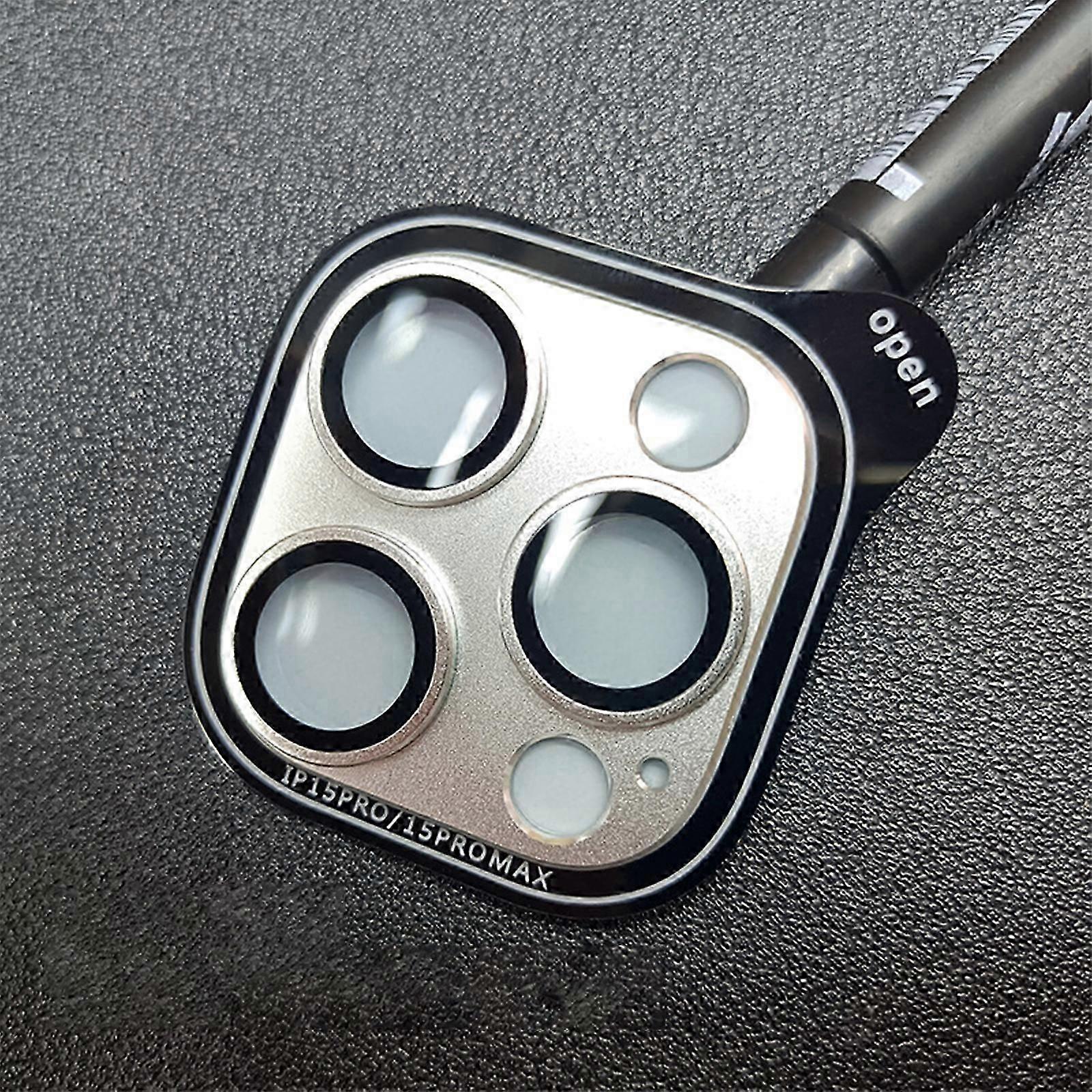Zestaw 2 szt. osłony obiektywu aparatu iPhone 15 Pro Max/15 Ultra/15 Pro, metalowy pierścień ze szkła hartowanego na tylny ekran aparatu