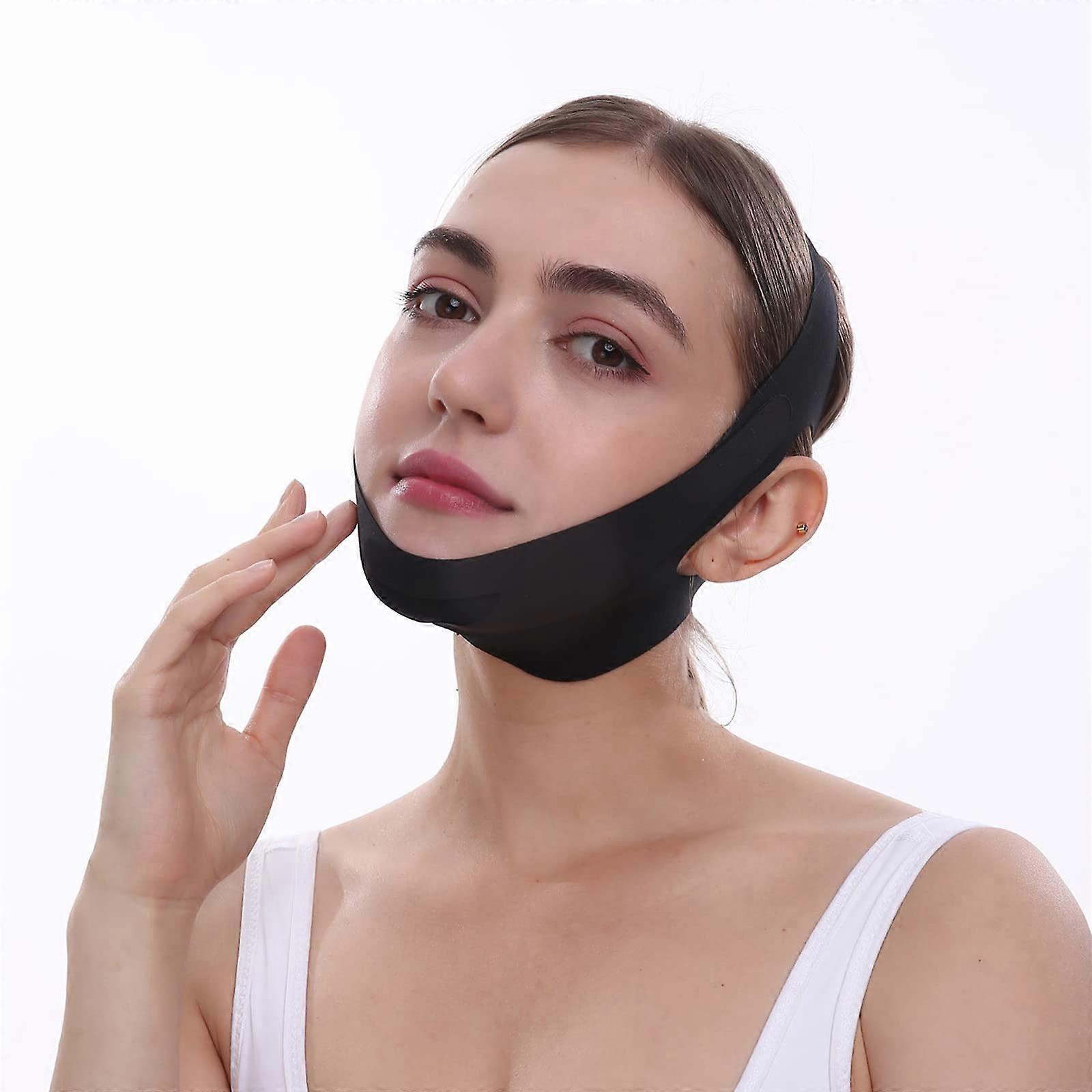 2-Piece Anti Snoring Chin Strap Adjustable Black Snoring Reduction Device Stop Snoring Snoring Solution
