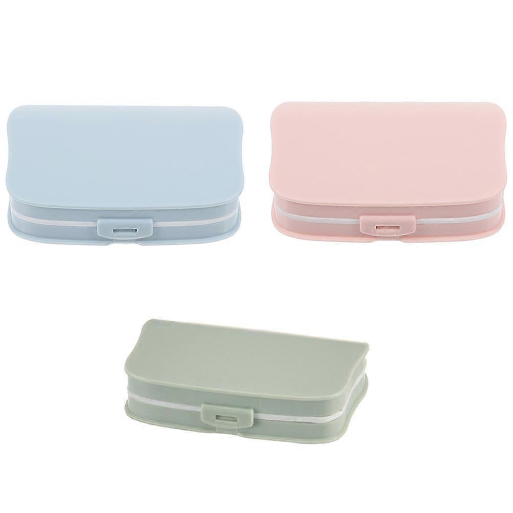 3Pcs Simple Design Portable Medicine Storage Box Suitable For General Users Assorted Color Four Grids Container