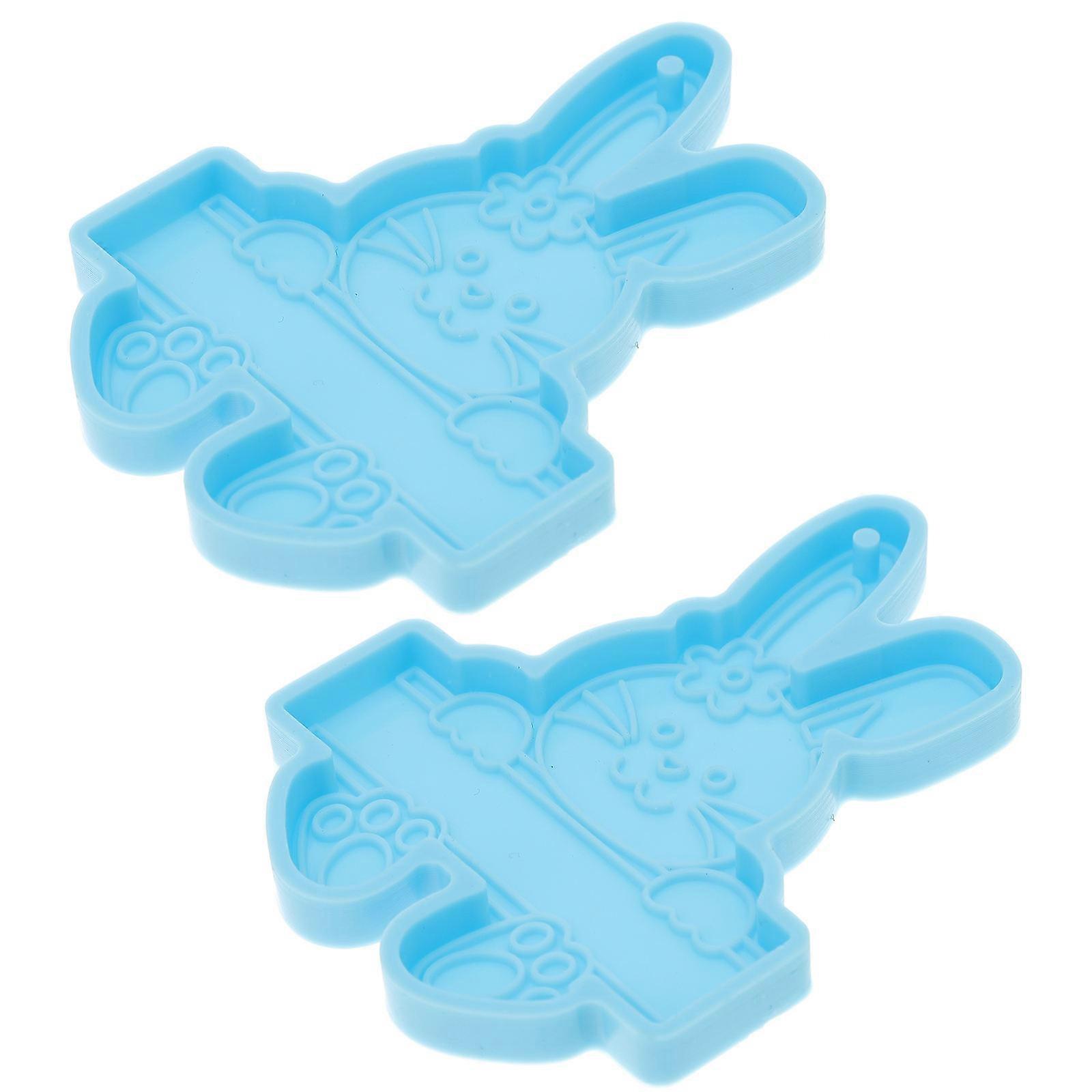 Silicone Rabbit Molds 2Pcs Adorable Keychain Crafting Mold Suitable For Kids DIY Projects 7.3X5.7X0.6Cm