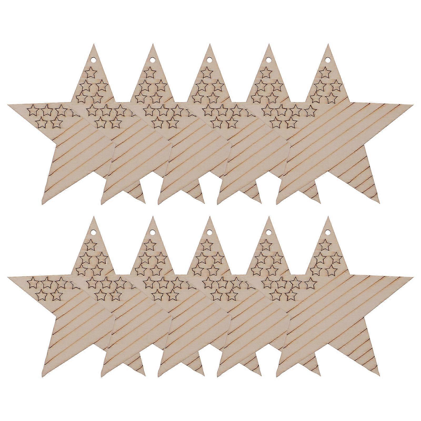 Wooden Patriotic Signs for Decoration Beige Color Fit for Independence Day and Memorial Day 10pcs