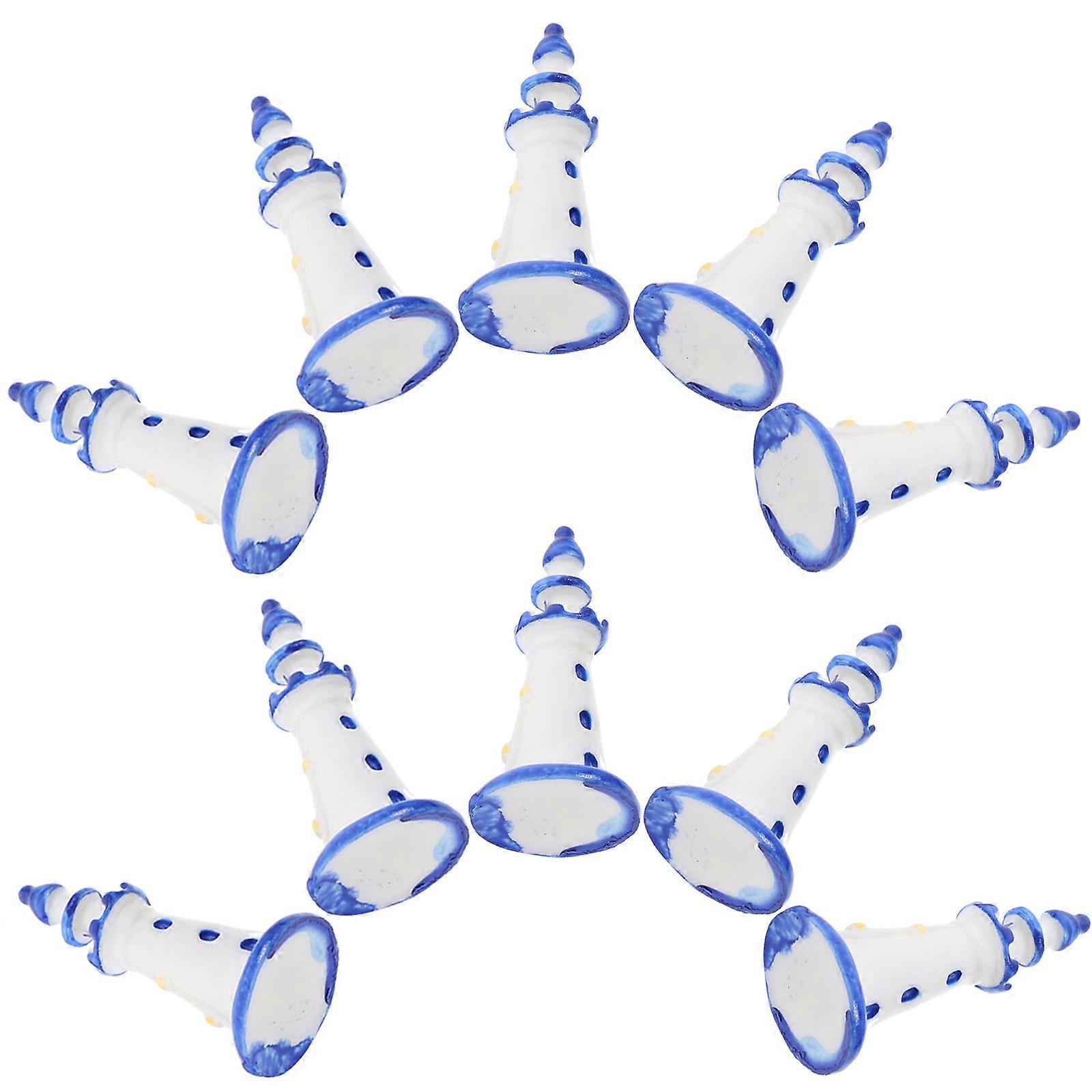 10pcs Miniature Lighthouse Resin Models for DIY Dollhouse Decor, Micro Landscape Scenery Ornaments for Photography Props and Sand Table Displays