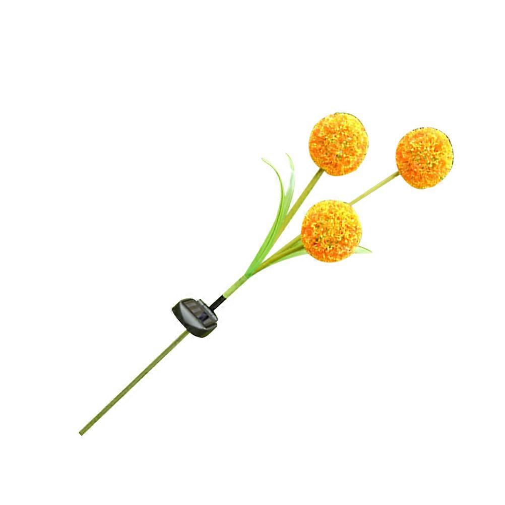 مصباح على شكل هندباء يعمل بالطاقة الشمسية مع قابس أرضي لديكور فناء ساحة الحديقة برتقالي من الفولاذ المقاوم للصدأ والقماش 3 LED