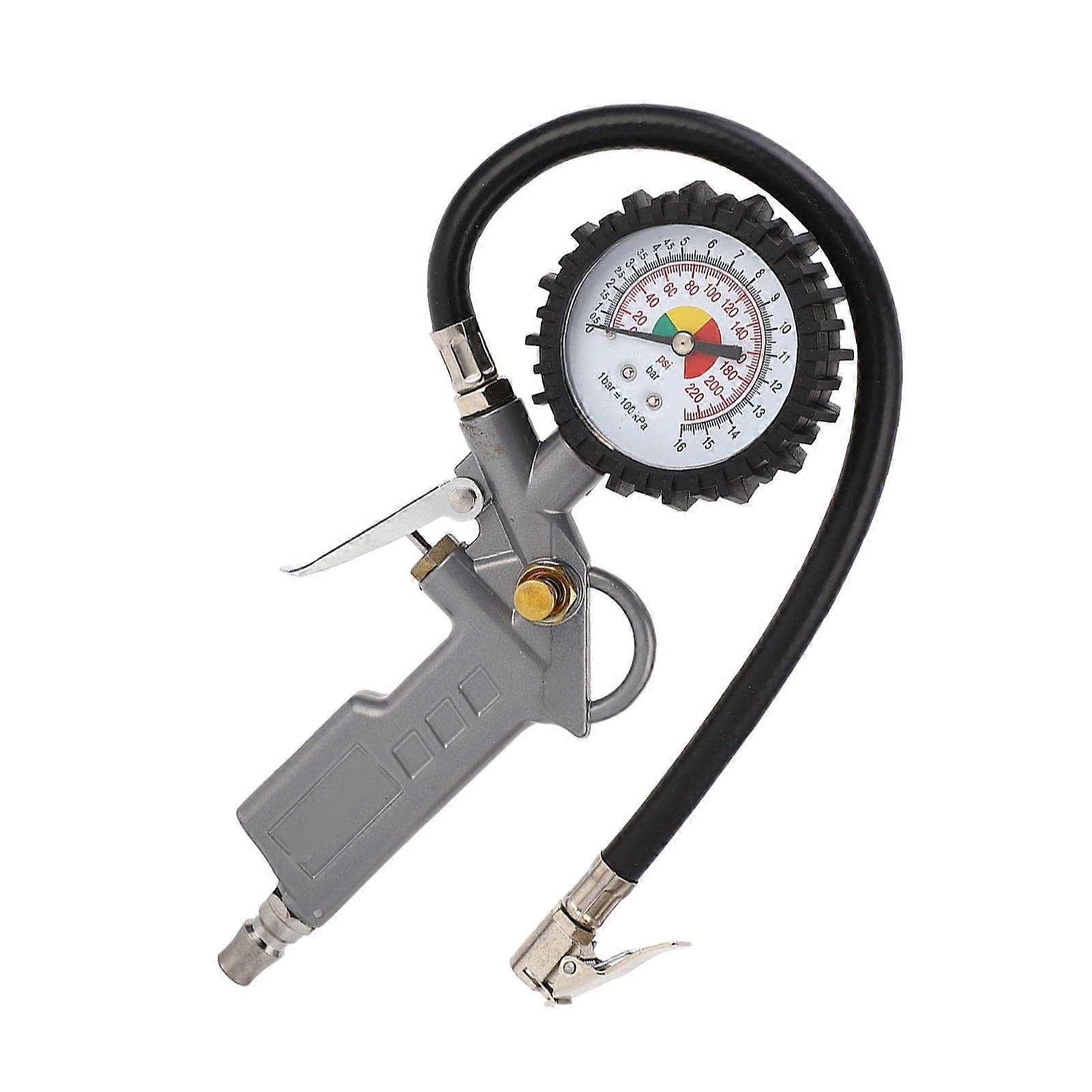 Tyre Inflator Gauge, 225 PSI Tyre Inflator with Pressure Gauge for Cars, SUVs, Bikes
