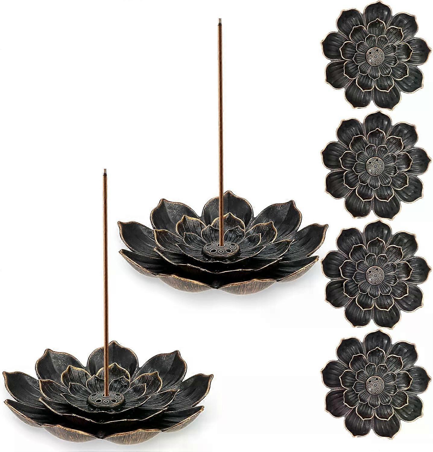 Incense Holder, 6 Pcs Lotus Incense Burner Cone Stick Holder Catcher Vintage Style