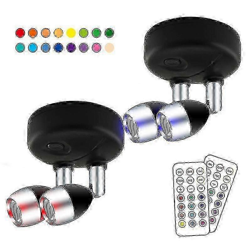 Wireless Spotlight with Remote, Adjustable Light Angle, Battery Operated, Black