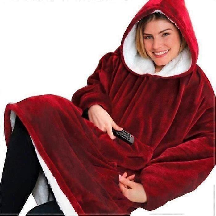 COBERTOR - COLCHA - XADREZ Pelúcia com Mangas Flanela Moletom Macio Quente Cobertor Vestido Moletom Suéter com Mangas de Veludo