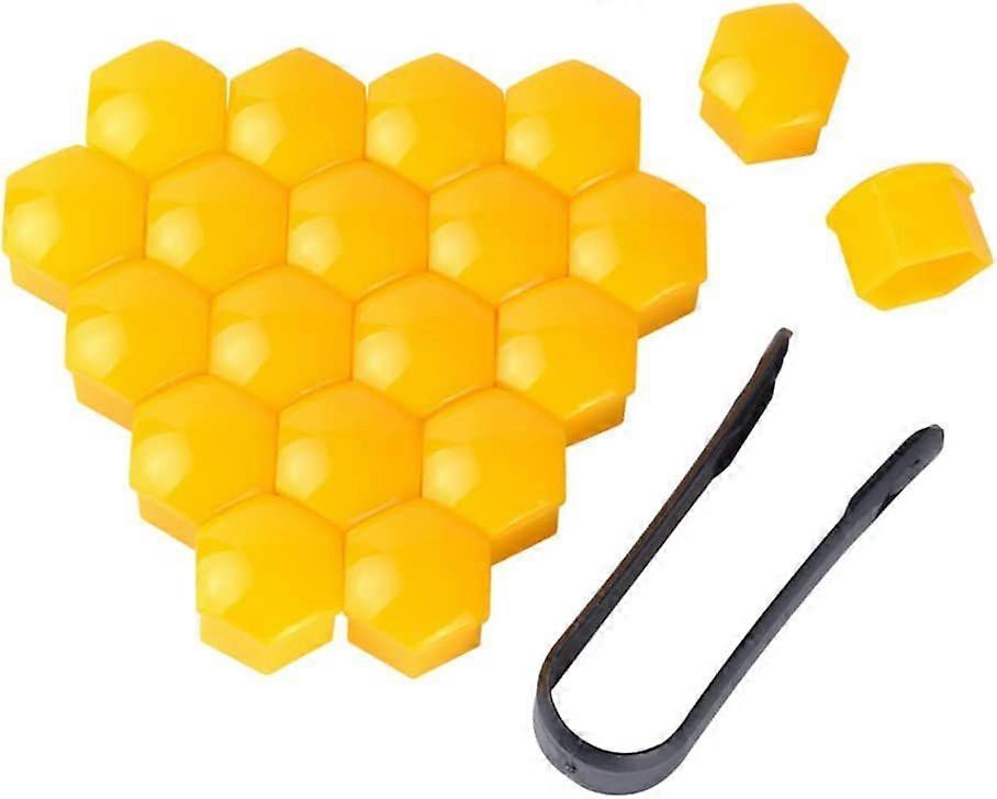20-Pack Yellow Wheel Nut Caps - Universal 17mm Set