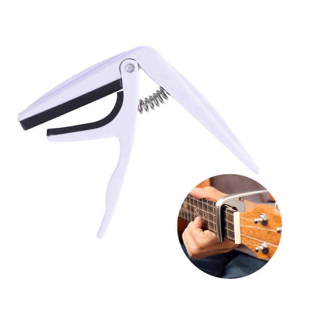 Ukulele Capo Zinc Alloy Rapid Adjust One Hand Operation For Beginners And Professionals White