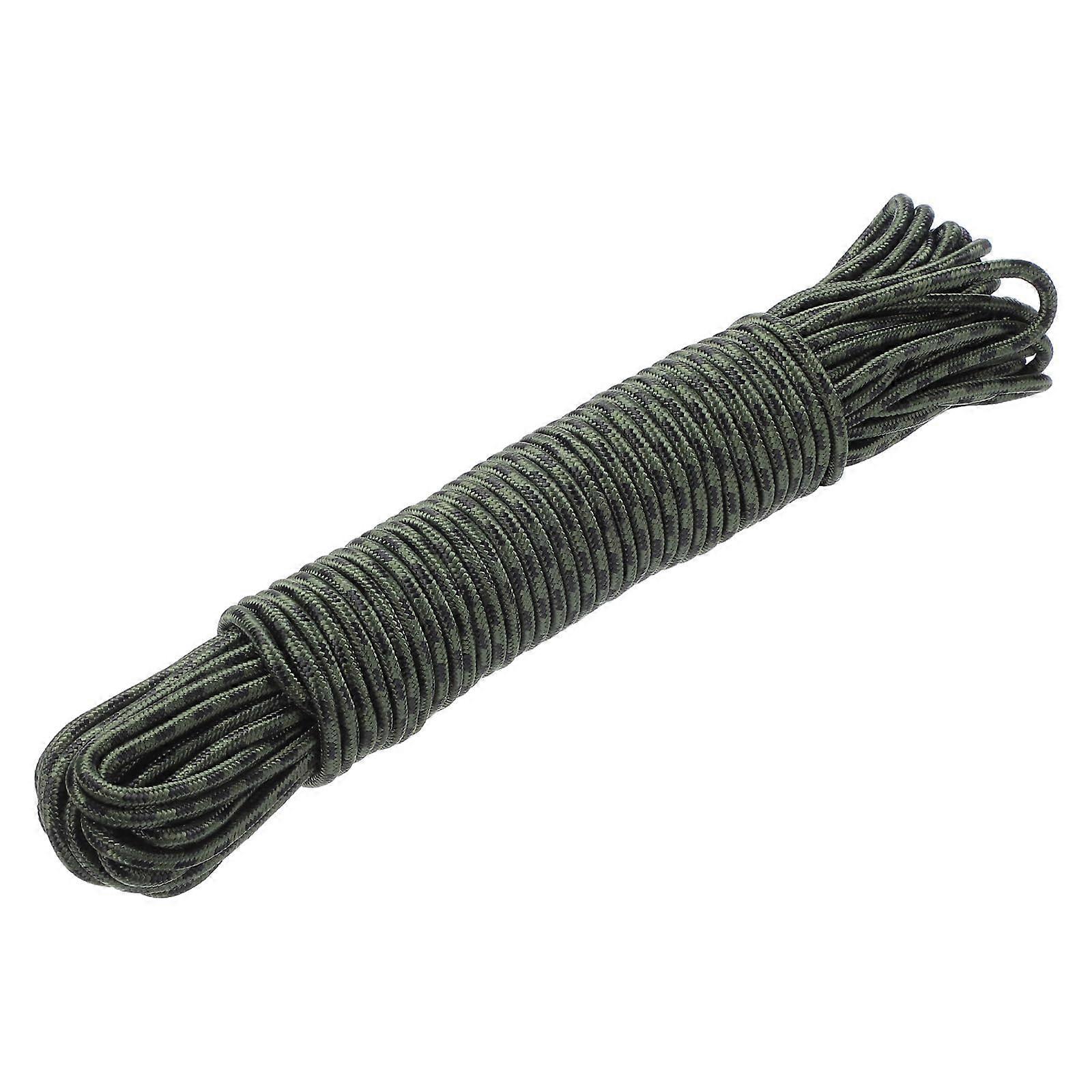 Polypropylene Rope 3/8 Inch Diamond Braided Nylon Rope 98 ft High Strength Army Green/Black for Camping and Boating