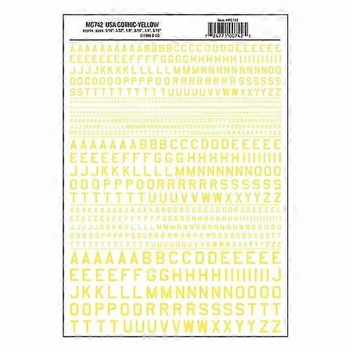 Woodland scenics WMG742 Letters Dry Transfer Sheet - 45° USA Gothic Yellow Dt Suitable for several scales Spares Scale model