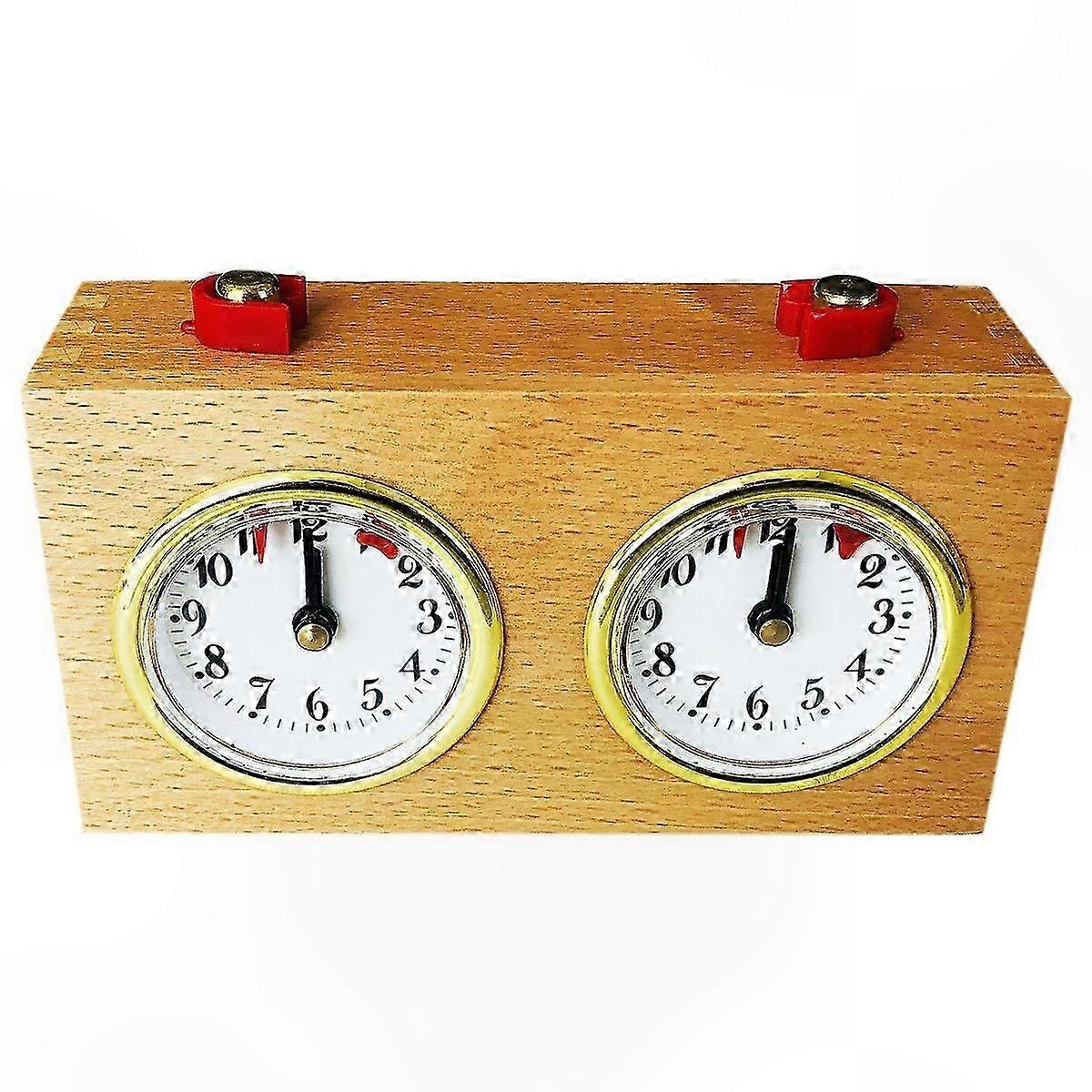 Mechanical Chess Timer for Tournament Play, Wooden Game Clock with Wind-Up Functionality