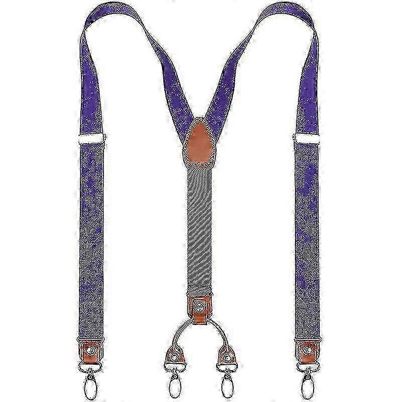 New Heavy Duty Y-Shaped Suspenders for Men with 4 Metal Clips & Adjustable Elastic Straps