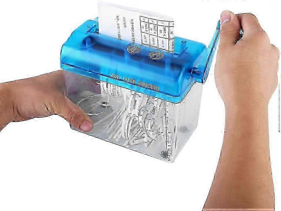 Distruggidocumenti portatile a manovella per la sicurezza di documenti e note, compatto e manuale, blu