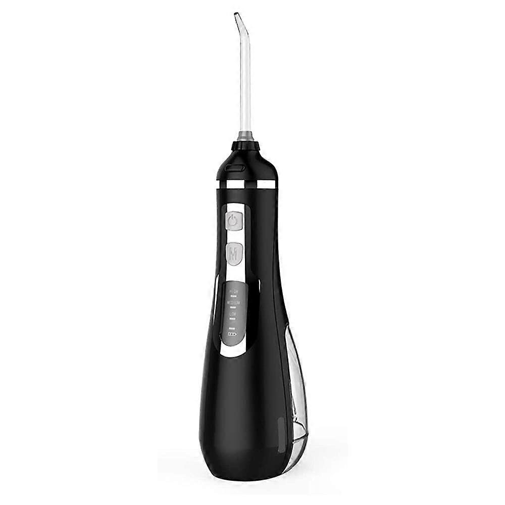 Cordless Water Flosser, 200ml Portable with 3 Modes, 4 Jet Tips, IPX7, USB Rechargeable (Black)