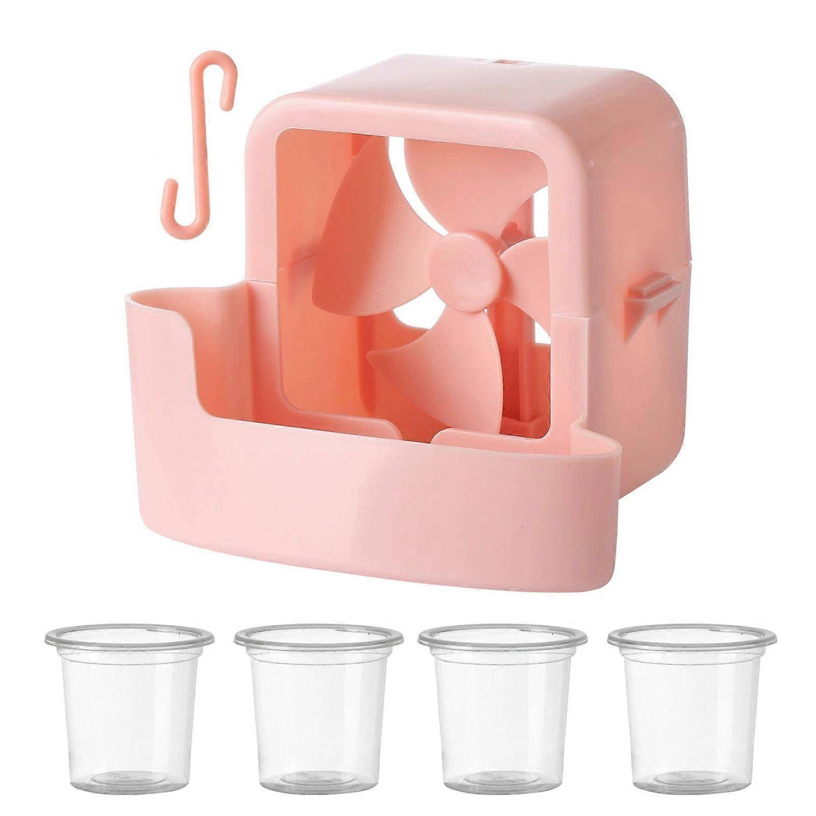 Efficient Portable Ice Cooling Box Improve Fan Efficiency with Ice Cubes Plastic Texture for Home Office Outdoor Use  Pink