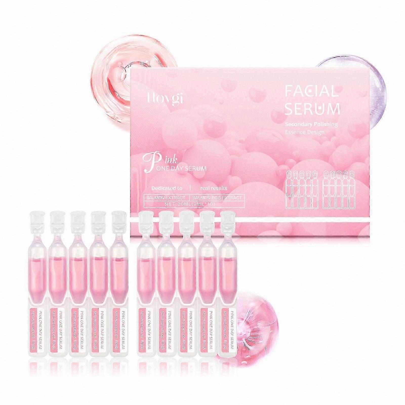 Hydrating Anti-Aging Serum for Face, Skin-Firming and Wrinkle-Reducing Pink Daily Facial Treatment Ampoule Solution for All Skin Types