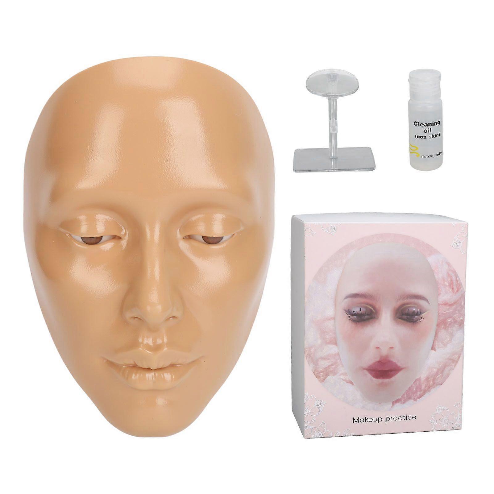 Makeup Practice Face Board 5D Silicone Mannequin Face for Eyes Makeup Beginner with 20ml Makeup Remover Oil Wheatish
